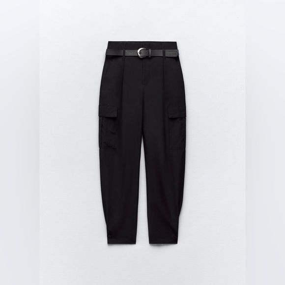 Zara belted paper bag pants NWT size L - Picture 6 of 13